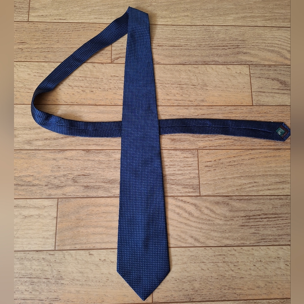 Vintage Polo Ralph Lauren Necktie Men's Blue Checked 100% Silk  57"